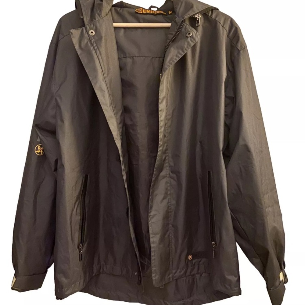 Emporio jacket mens M Designer Gray full zip Rac Goggle Hooded anorak EM1-972